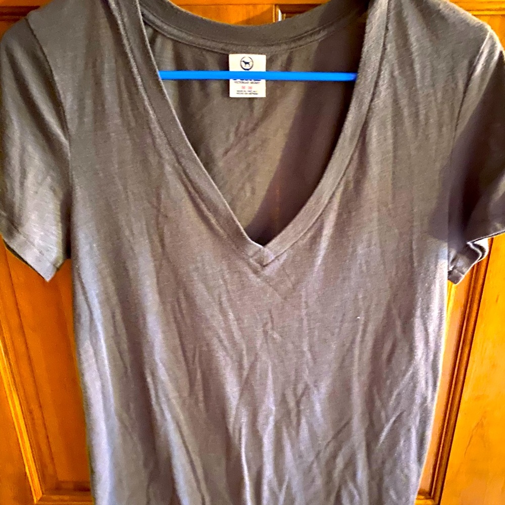 PINK brand dark gray v neck tee